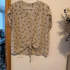 Pink Rose Beige Floral Blouse